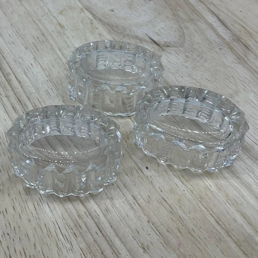 Vintage Clear Pressed Glass Small Butter Pat Dishes Set Of 3 Oval Unmarked